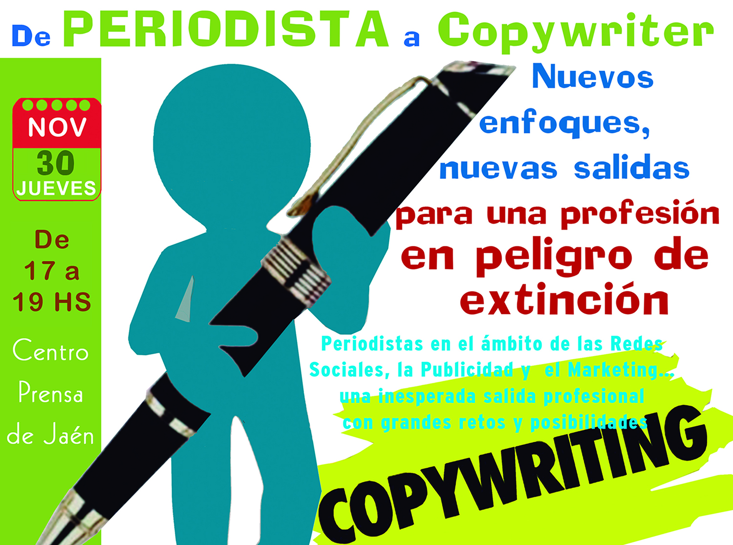 La Asociación de la Prensa de Jaén y la demarcación del Colegio de Periodistas organizan un Taller de iniciación al Copywriting